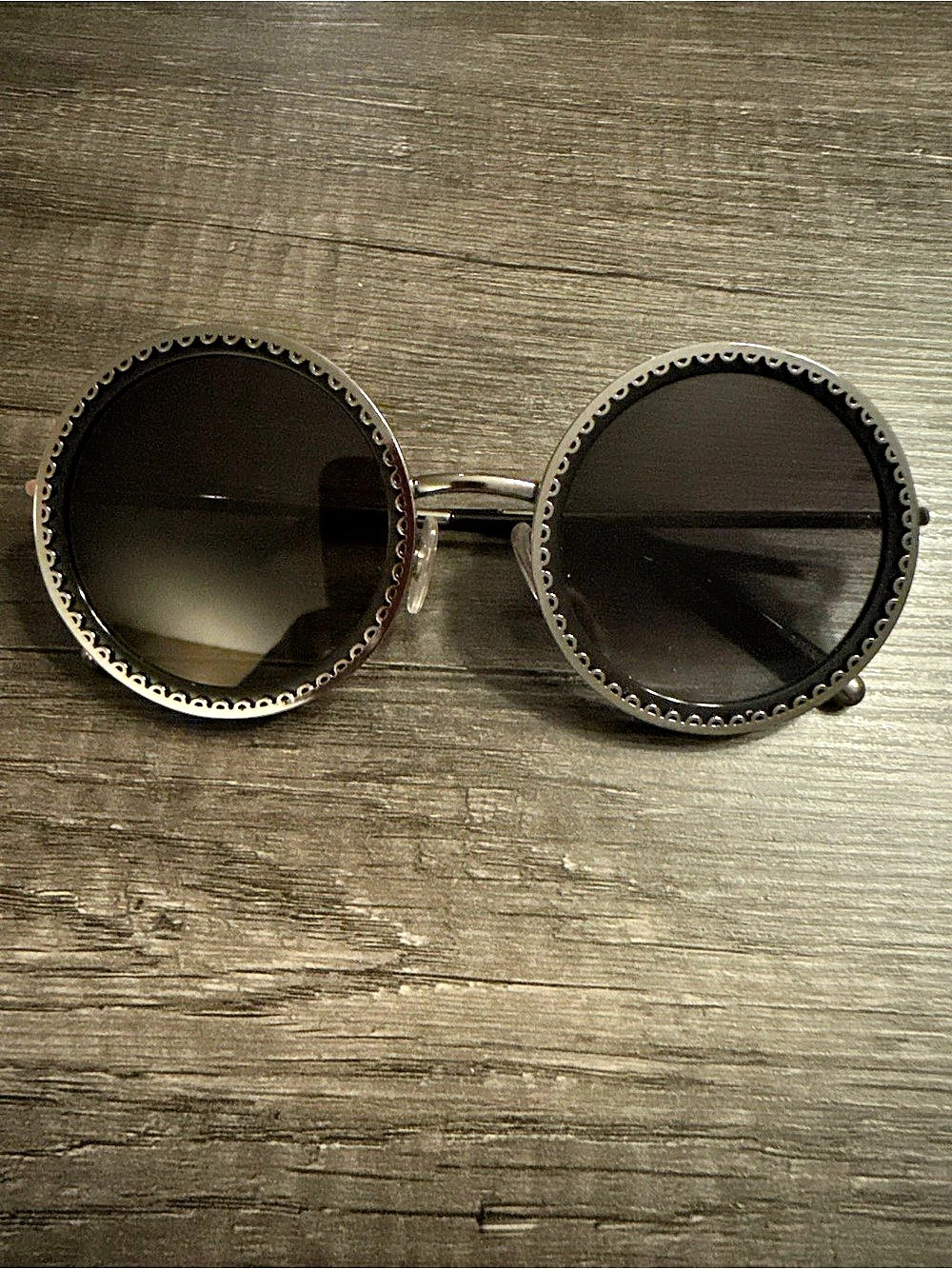 Round Black & Silver Sunglasses